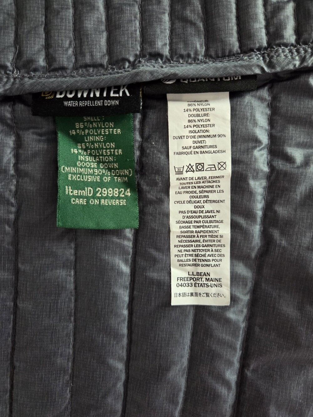 L.L. Bean Gray Ultralight 850 Down Sweater Coat Hooded Womens Size Large Regular - Picture 11 of 12